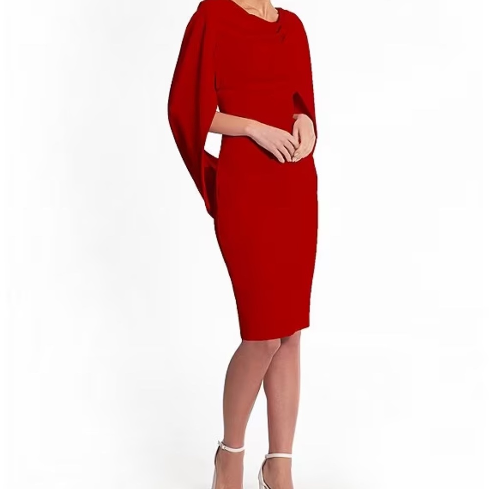 Betsy & Adam Cape Sleeve Crepe Sheath Dress - Picture 3 of 7